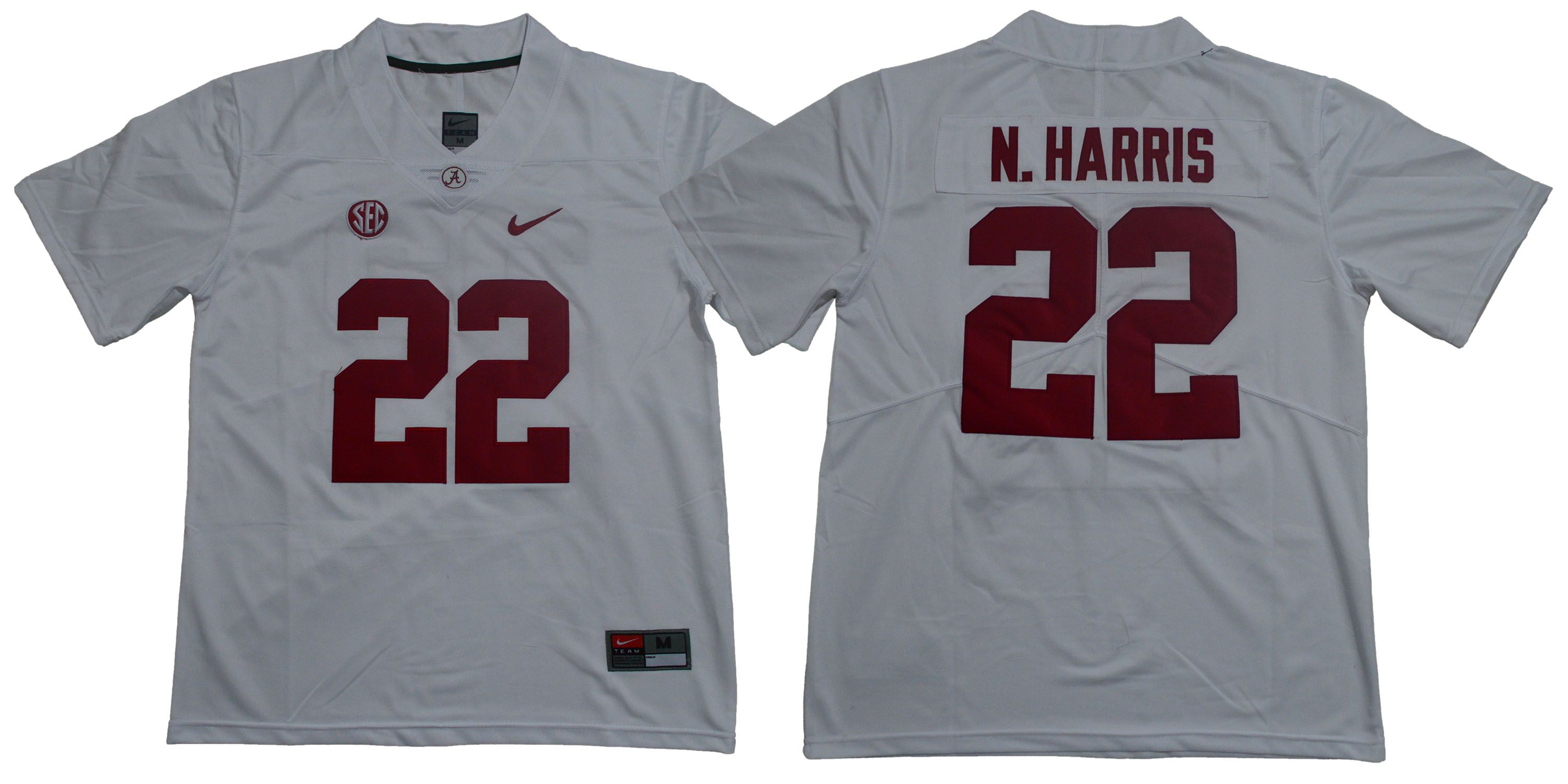 Men Alabama Crimson Tide 22 N.Harris White Legendary Edition NCAA Jerseys